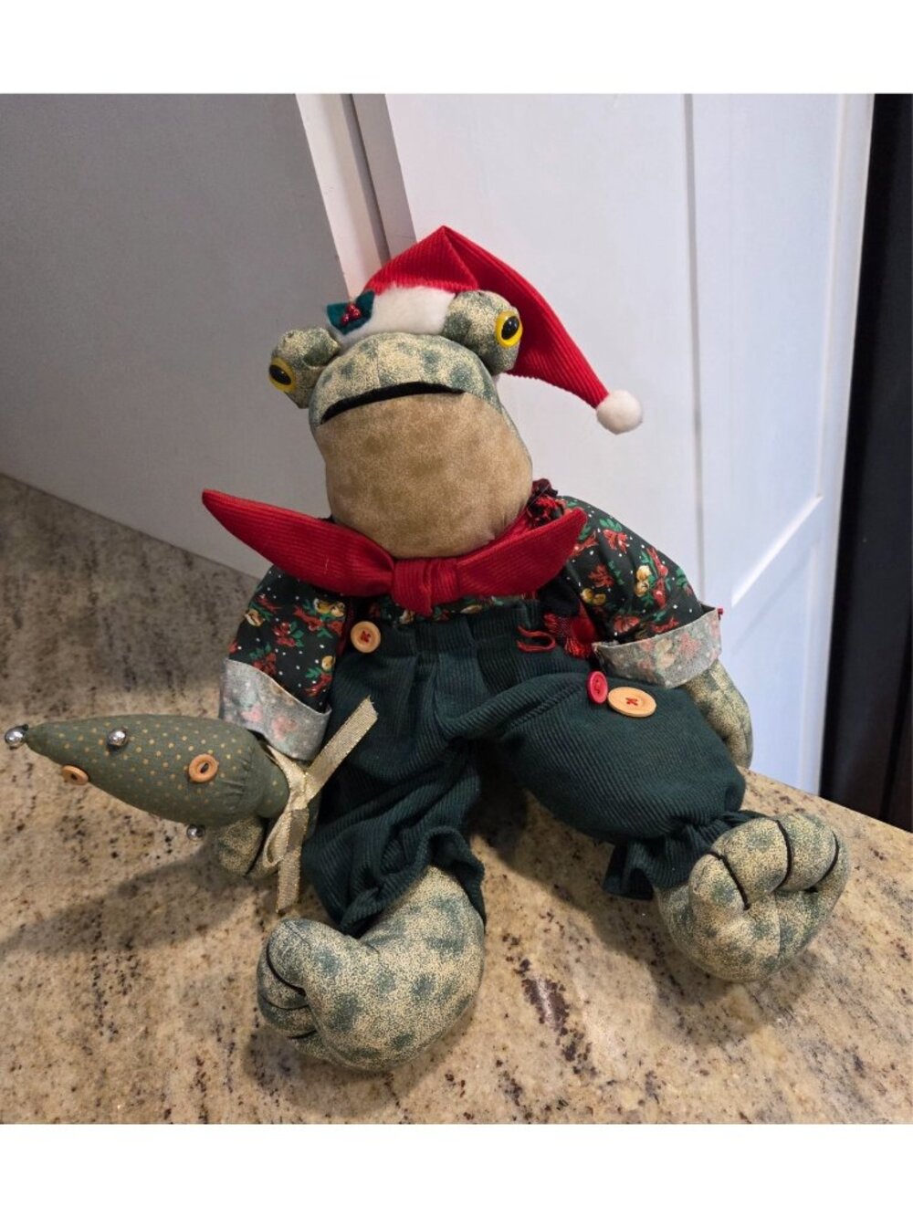 Vintage Sterling Musical Frog Santa Plush Christmas Croaks Song Jingle Bells